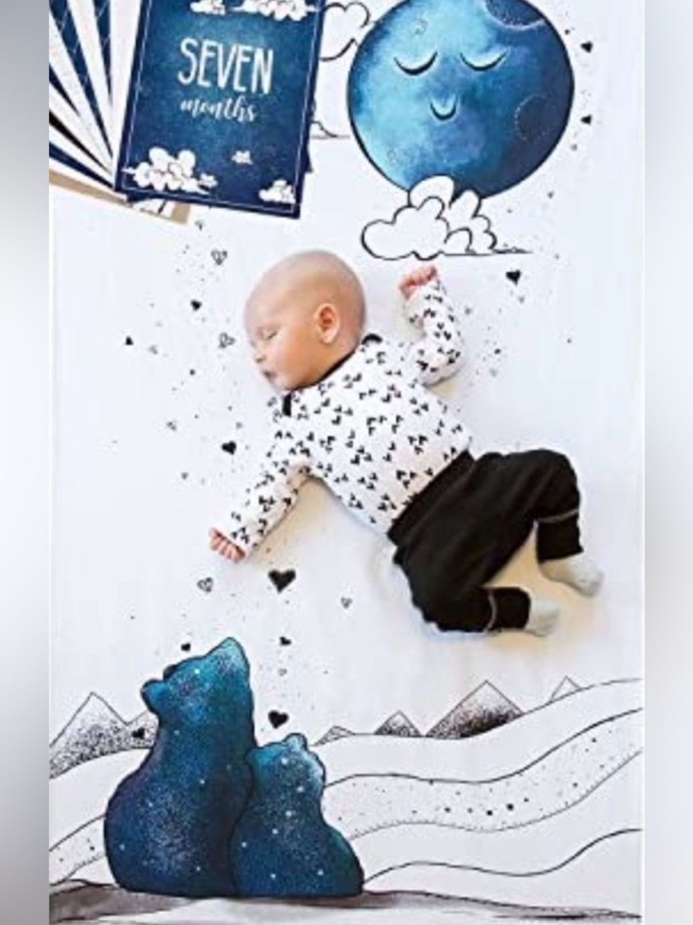 Jump Off Jo Baby Milestone Photo Blanket - Blue Moon & Bear Design